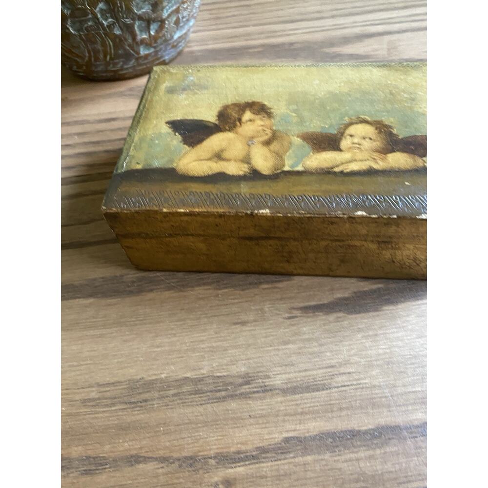 Vintage Gold Gilt Wood Trinket Box Jewelry Box Florentine Box Made In Italy - Picture 2 of 7